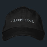 CREEPY COOL Show off your Spooky Style Black-Hat  Broderad Keps<br><div class="desc">Show off your spooky style with the "CREEPY COOL" Embroidered Cap in classic black. This Alternative Apparel Basic Adjustable Cap blends comfort, quality, and attitude—perfect for Halloween season or year-round edge. With its one size fits all adjustable fit and bold embroidery, it’s a must-have for anyone who loves a mix...</div>