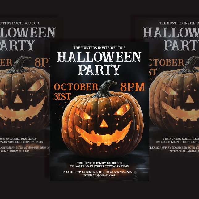 Creepy Coola Jack-o'-Lantern Halloween fest Inbjudningar (Skapare uppladdad)