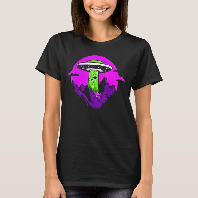 Creepy Coola Ufo Flies Saucer Alien Abduction T Shirt (Framsida)