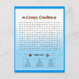 Creepy Crawlies Ord Search Vykort