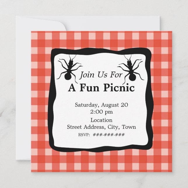 Creepy Crawly Ant Play Tablecloth Picnic Party Inbjudningar (Framsida)