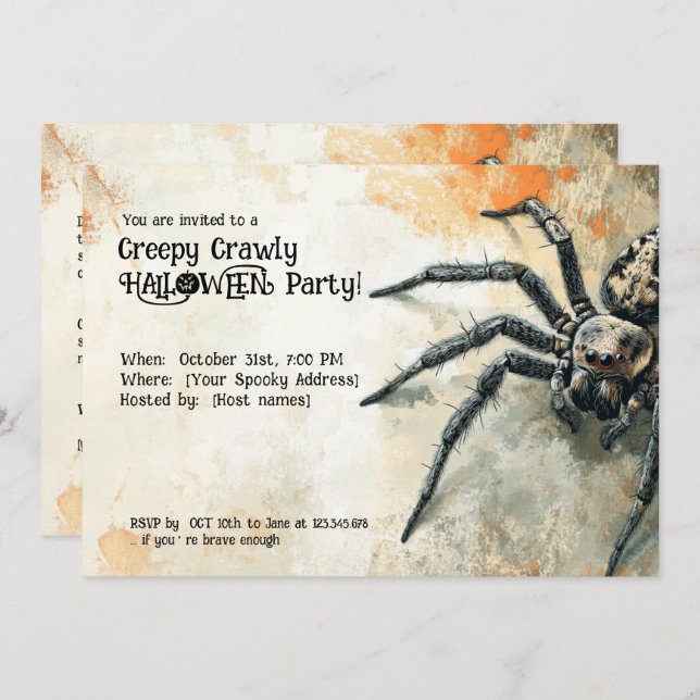 Creepy Crawly Halloween fest! Inbjudningar (Fram/baksida)