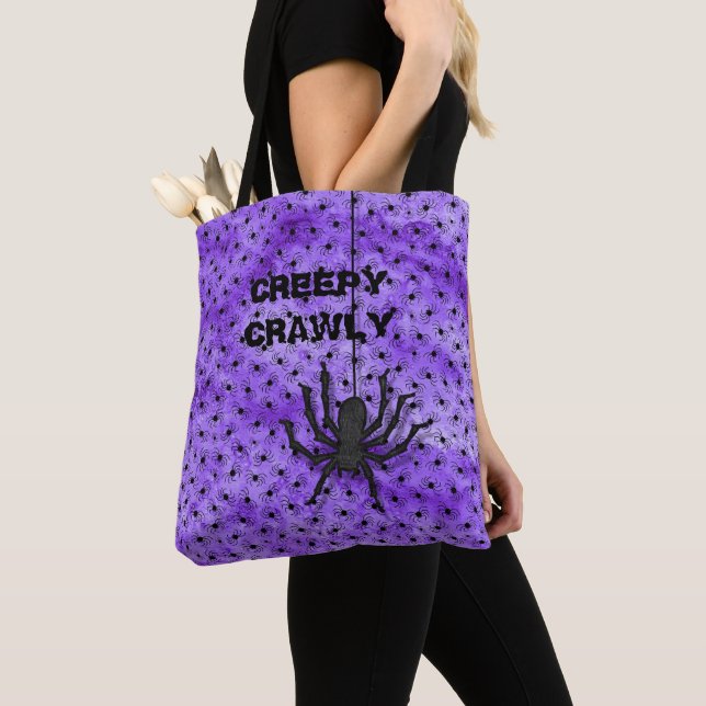 Creepy Crawly Huge Halloween & Spider Lila Tygkasse (Närbild)