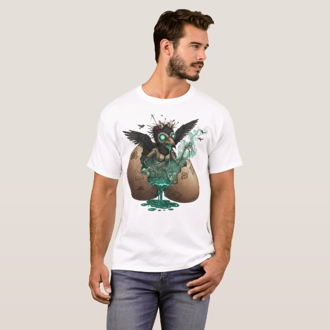 Creepy Crow Hatchling Art  T Shirt (Hel framsida)
