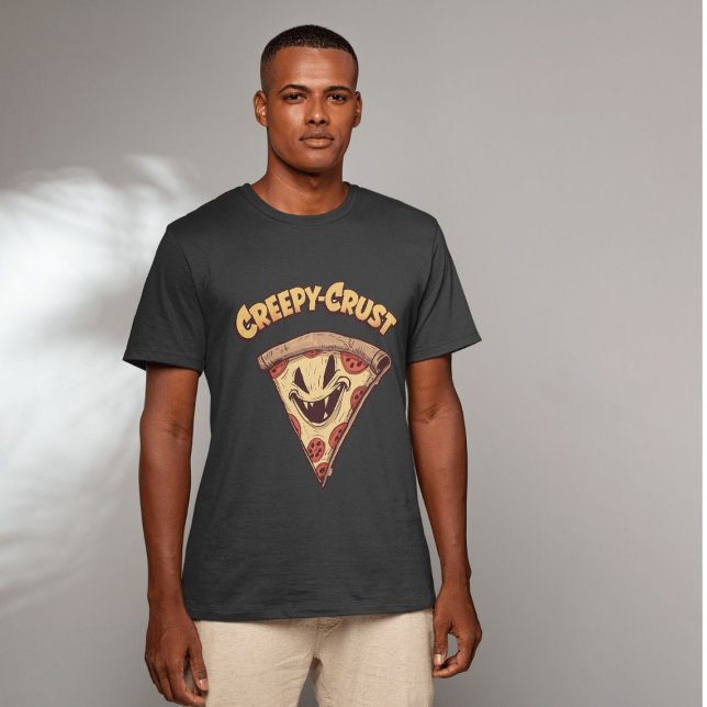 Creepy-Crust Halloween Spooky Pizza Slice Pun T Shirt (Skapare uppladdad)
