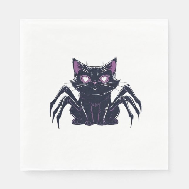 Creepy Cute Cat - Spider Ben & Heart Ögon Oversiz Pappersservett (Framsidan)