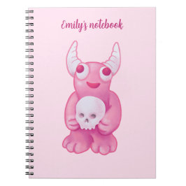 Creepy Cute Demon Rosa Skull Pastel Goth Girl Anteckningsbok