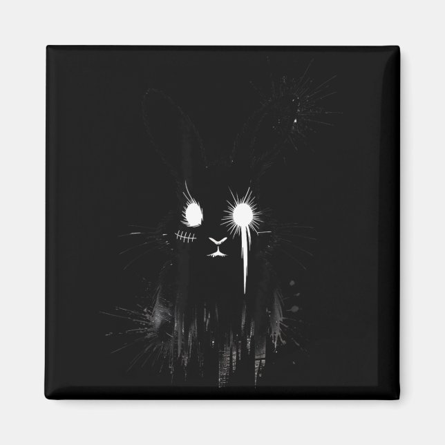 Creepy Cute Goth Bunny Horror Rabbit Sketch Alt Ng Magnet (Framsidan)