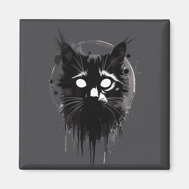Creepy Cute Goth Cat Horror Kitty Sketch Alt Nge E Magnet (Framsidan)