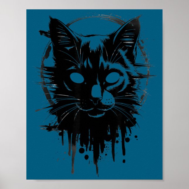 Creepy Cute Goth Cat Horror Kitty Sketch Alt Nge E Poster (Framsidan)