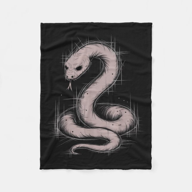 Creepy Cute Goth Python Horror Snake Sketch Alt Ng Fleecefilt (Framsidan)