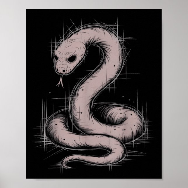 Creepy Cute Goth Python Horror Snake Sketch Alt Ng Poster (Framsidan)