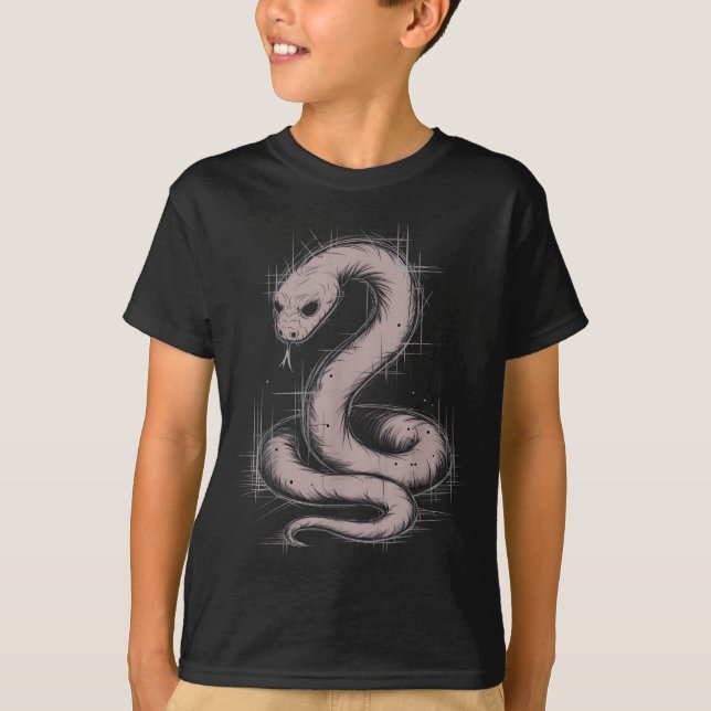Creepy Cute Goth Python Horror Snake Sketch Alt Ng T Shirt (Framsida)