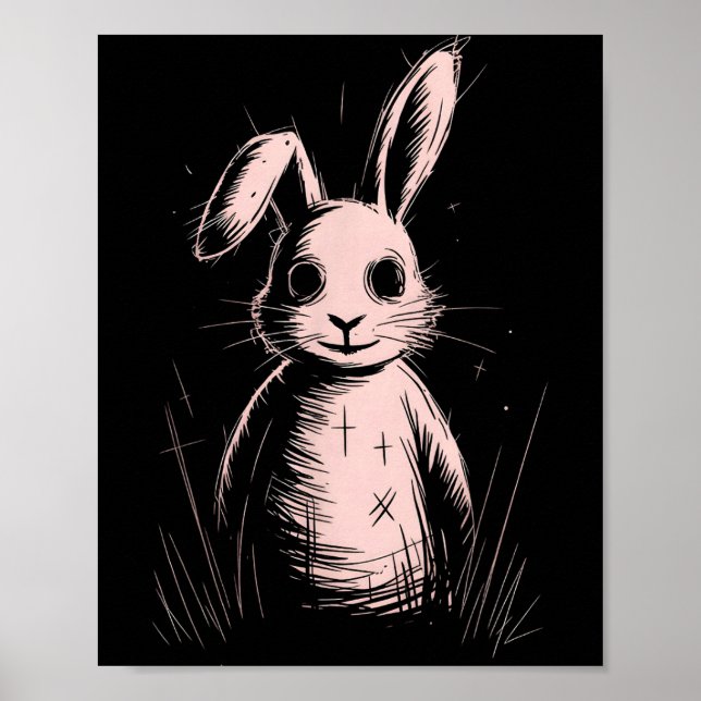Creepy Cute Goth Rabbit Horror Bunny Sketch Alt Ng Poster (Framsidan)
