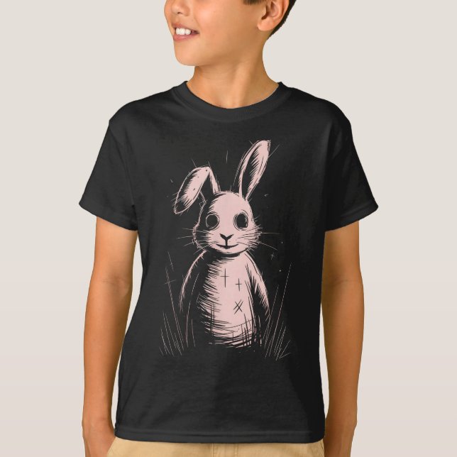 Creepy Cute Goth Rabbit Horror Bunny Sketch Alt Ng T Shirt (Framsida)