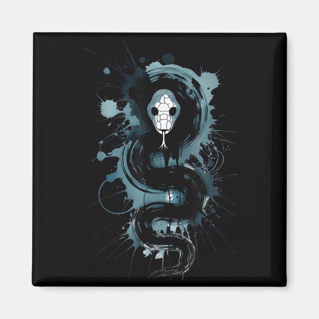 Creepy Cute Goth Snake Horror Snake Sketch Alt Nge Magnet (Framsidan)