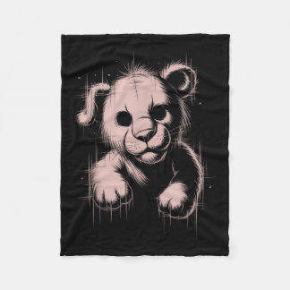 Creepy Cute Goth Teddy Lion Horror Sketch Nge Bear Fleecefilt