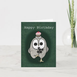 Creepy Cute Goth Uggla Konstig Grattis på födelsed Kort