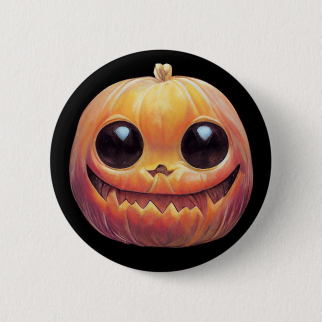 Creepy Cute Halloween Pumpkin Ansikte Knapp (Framsida)