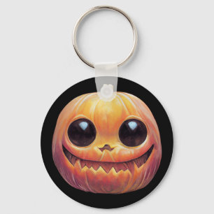 Creepy Cute Halloween Pumpkin Ansikte Nyckelring