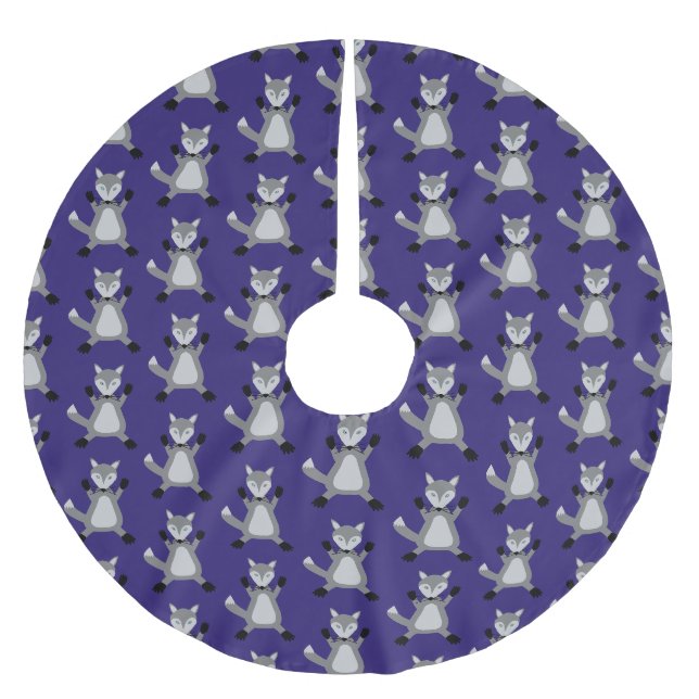 Creepy Cute Halloween-Varg mönstrad Julgransmatta Borstad Polyester (Framsidan)