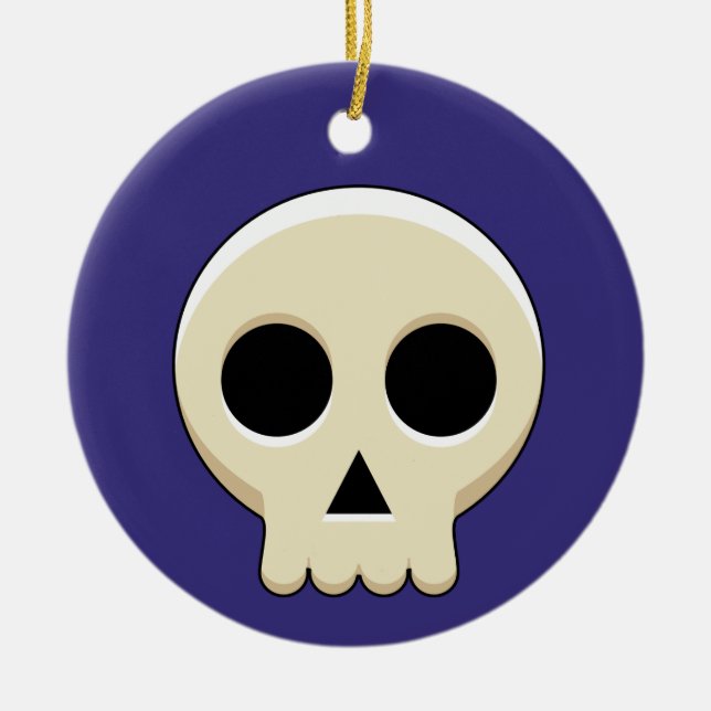 Creepy Cute Kawaii Goth Skull Julgransprydnad Keramik (Framsidan)