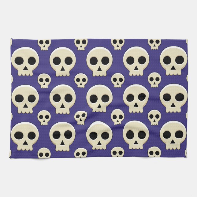 Creepy Cute Kawaii Goth Skull Mönster Kökshandduk (Horisontell)