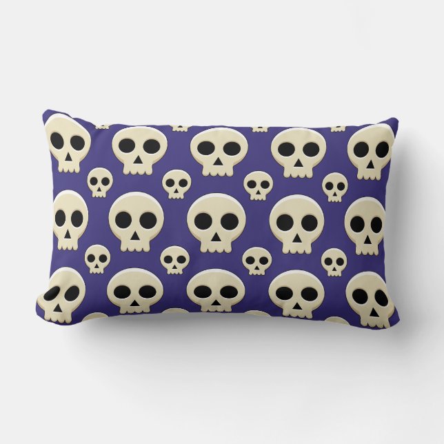 Creepy Cute Kawaii Goth Skull Mönster Lumbarkudde (Framsida)