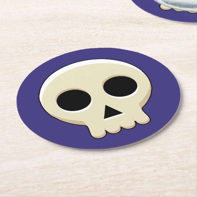 Creepy Cute Kawaii Goth Skull Underlägg Papper Rund (Vinklad)