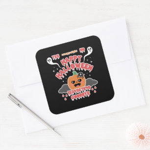 Creepy Cute Kawaii Halloween Ghost Board Fyrkantigt Klistermärke