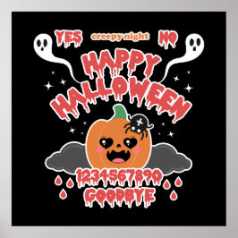 Creepy Cute Kawaii Halloween Ghost Board Poster
