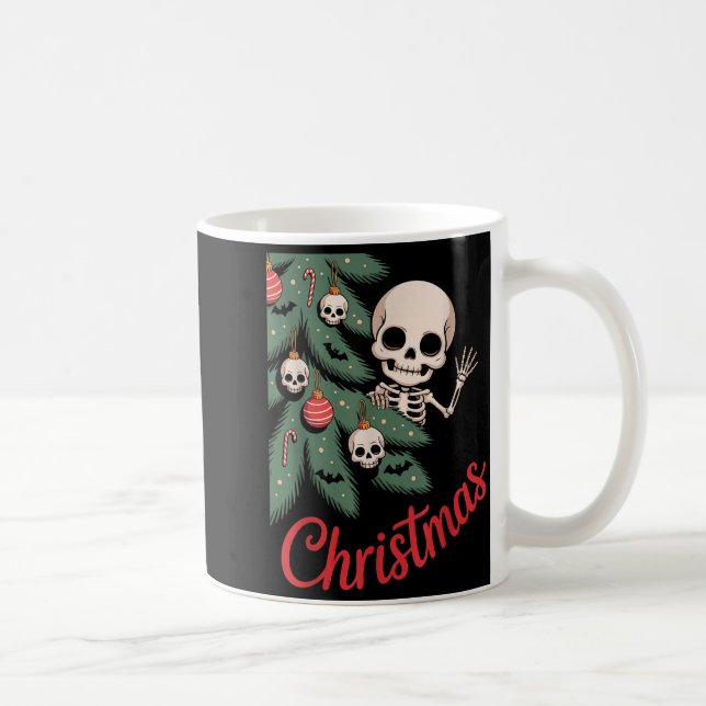 Creepy Cute Kawaii Skeleton Christmas Tree Skull B Kaffemugg (Höger)