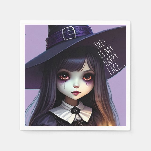 Creepy Cute, Lila Witch Birthday, Gothic Theme Pappersservett (Framsidan)
