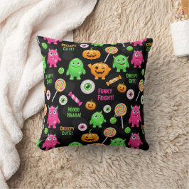 "Creepy Cute" Monsters och Halloween Roligt Sömlös Kudde