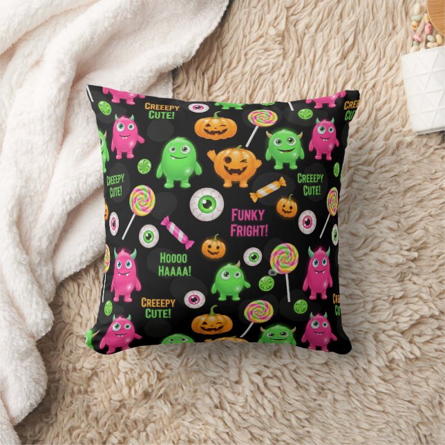 "Creepy Cute" Monsters och Halloween Roligt Sömlös Kudde (Filt)