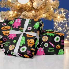 "Creepy Cute" Monsters och Halloween Roligt Sömlös Presentpapper