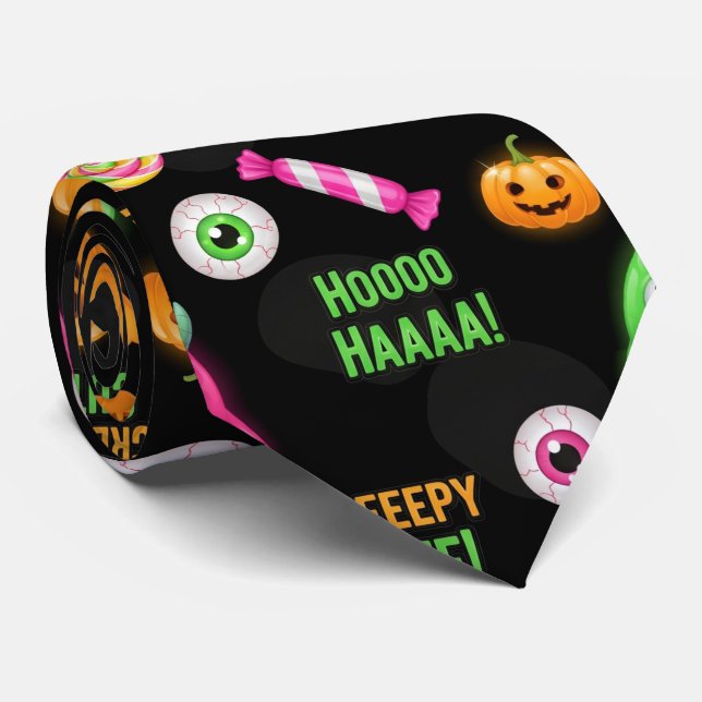 "Creepy Cute" Monsters och Halloween Roligt Sömlös Slips (Rullad)