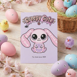 Creepy Cute Pastel Goth Easter Skull Bunn Julkort