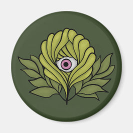 Creepy Cute Plant Vår Grönt Fantasy Art Magnet