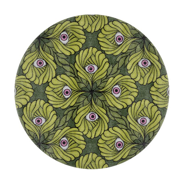 Creepy Cute Plant Vår Grönt Fantasy Art Mönster (Framsidan)