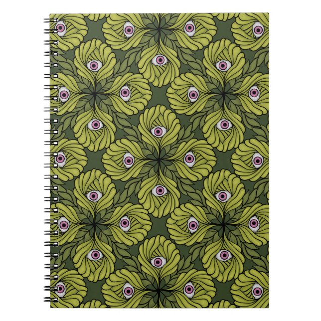 Creepy Cute Plant Vår Grönt Fantasy Art Mönster Anteckningsbok (Framsidan)