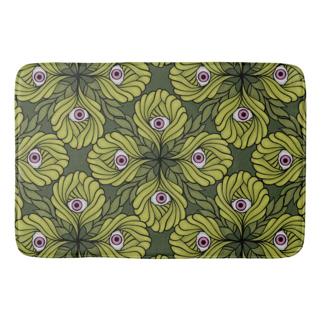 Creepy Cute Plant Vår Grönt Fantasy Art Mönster Badrumsmatta (Framsidan)