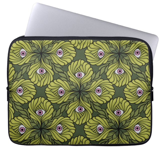 Creepy Cute Plant Vår Grönt Fantasy Art Mönster Laptop Fodral (Framsidan)