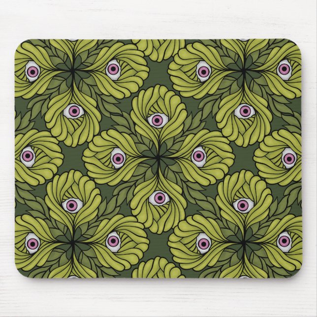 Creepy Cute Plant Vår Grönt Fantasy Art Mönster Musmatta (Framsidan)