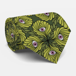 Creepy Cute Plant Vår Grönt Fantasy Art Mönster Slips