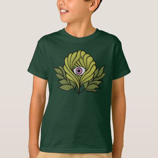 Creepy Cute Plant Vår Grönt Fantasy Art T Shirt (Framsida)