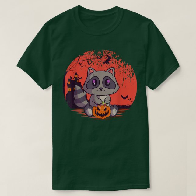 Creepy Cute Raccoon Jack O'Lantern Spooky Hallowed T Shirt (Design framsida)