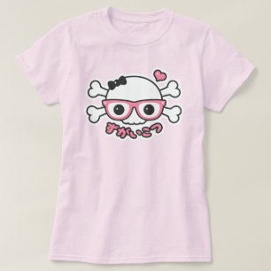 Creepy Cute Skull och Crossbone med Nerd Glass T Shirt