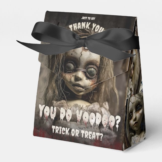 Creepy Cute Spooky Voodoo Doll Halloween Favor Box Presentaskar (Framsidan Sidan)