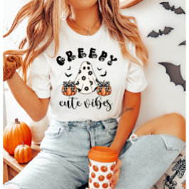 Creepy Cute Vibes Retro Ghost & Pumpkin Coquette T Shirt
